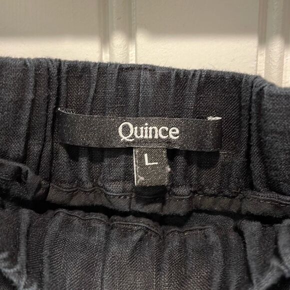 Quince Womens 100% European Linen Elastic Waist Pull On Pants Black Size Large - Picture 7 of 11